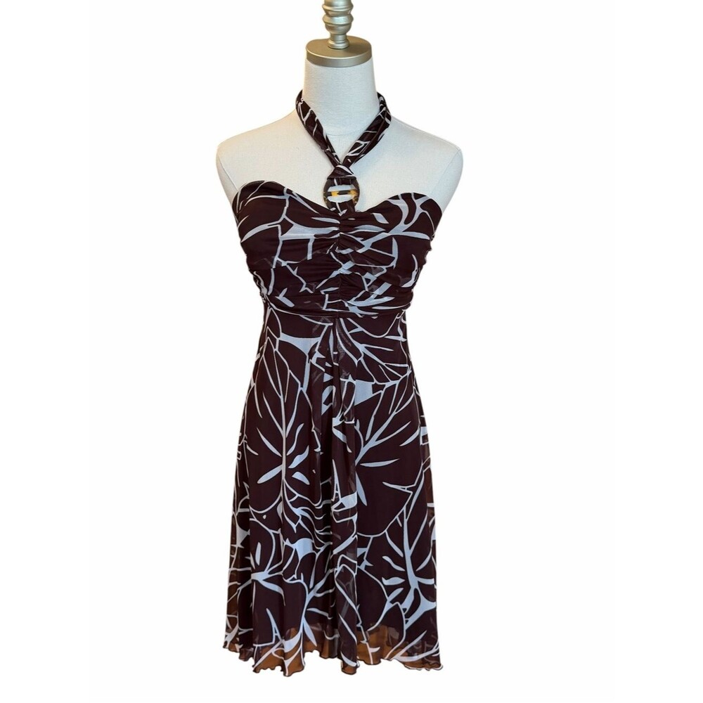 Vintage City Triangles Y2K Tropical Halter Dress Sz S Boho Fairy Grunge Babydoll